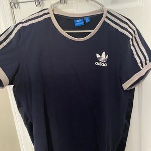 Adidas 3 striped tee with a satin back